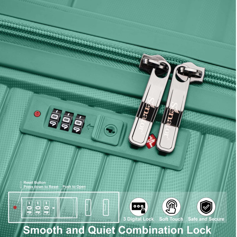 سيناتور حقيبة سفر بعجلات دوارة  درجة بسحاب آمن للجنسين خفيفة الوزن من البولي بروبلين أخضر - Image 5